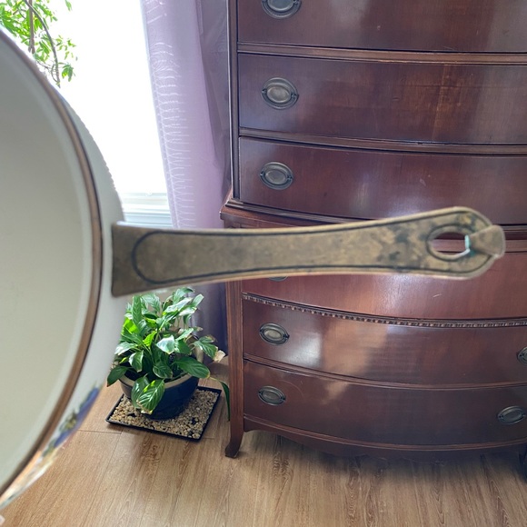 Vintage Metro Porcelain Enameled skillet with  Fruit Design with Brass Handles - Picture 5 of 7